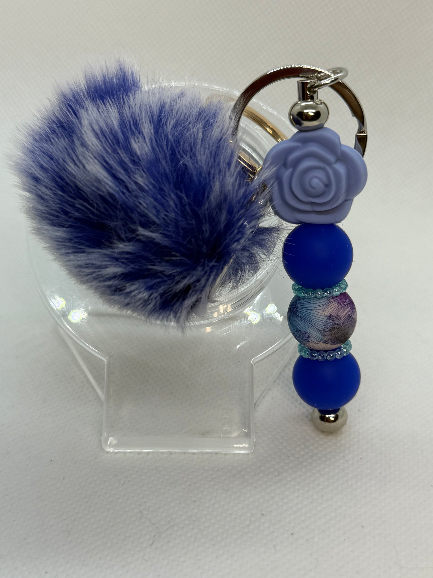 Pompom keychain with beads