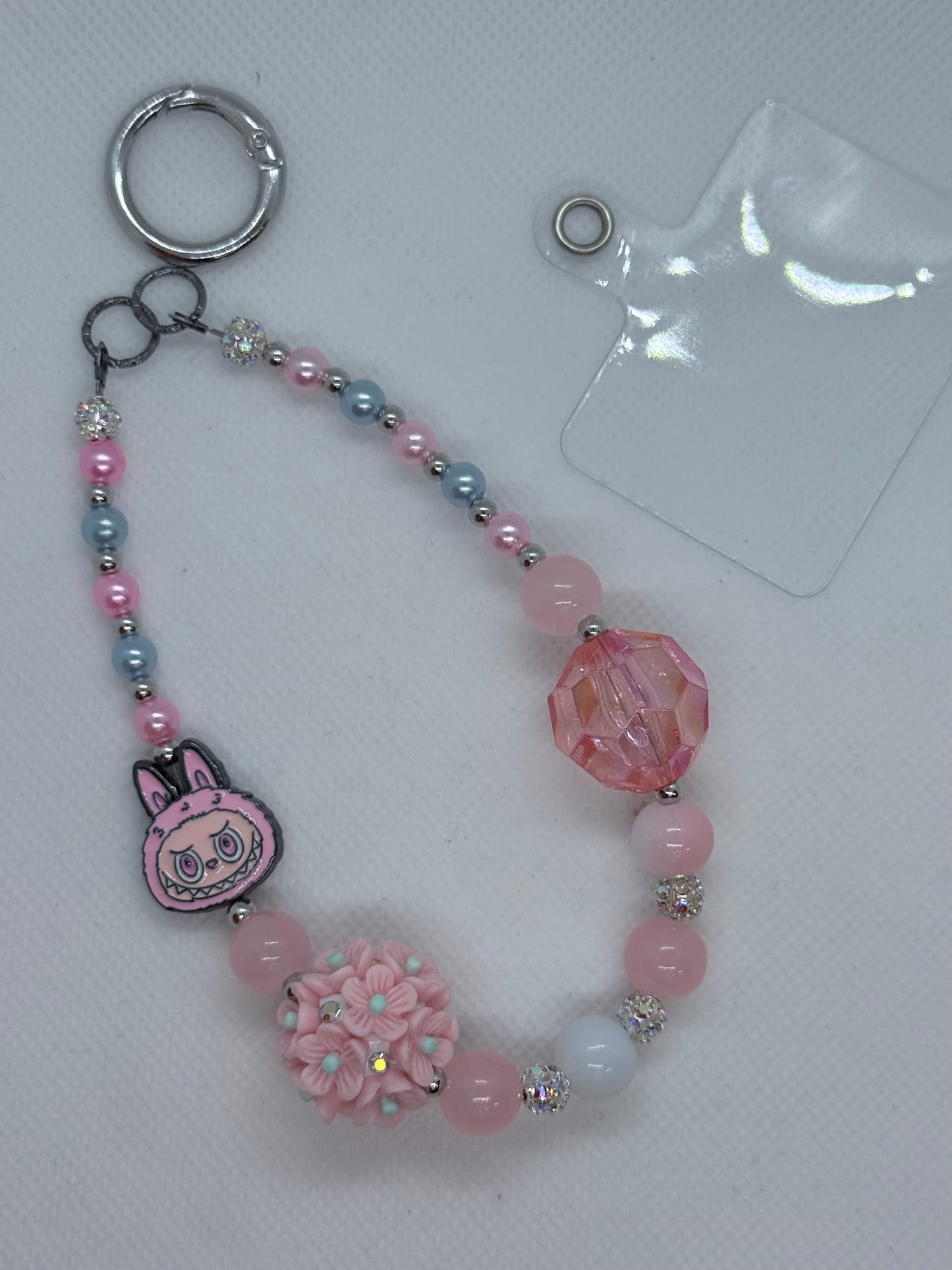 Labubu phone keychain pink