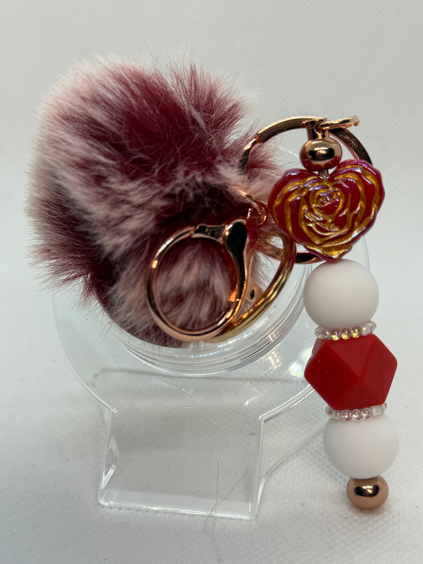 Pompom keychain with beads