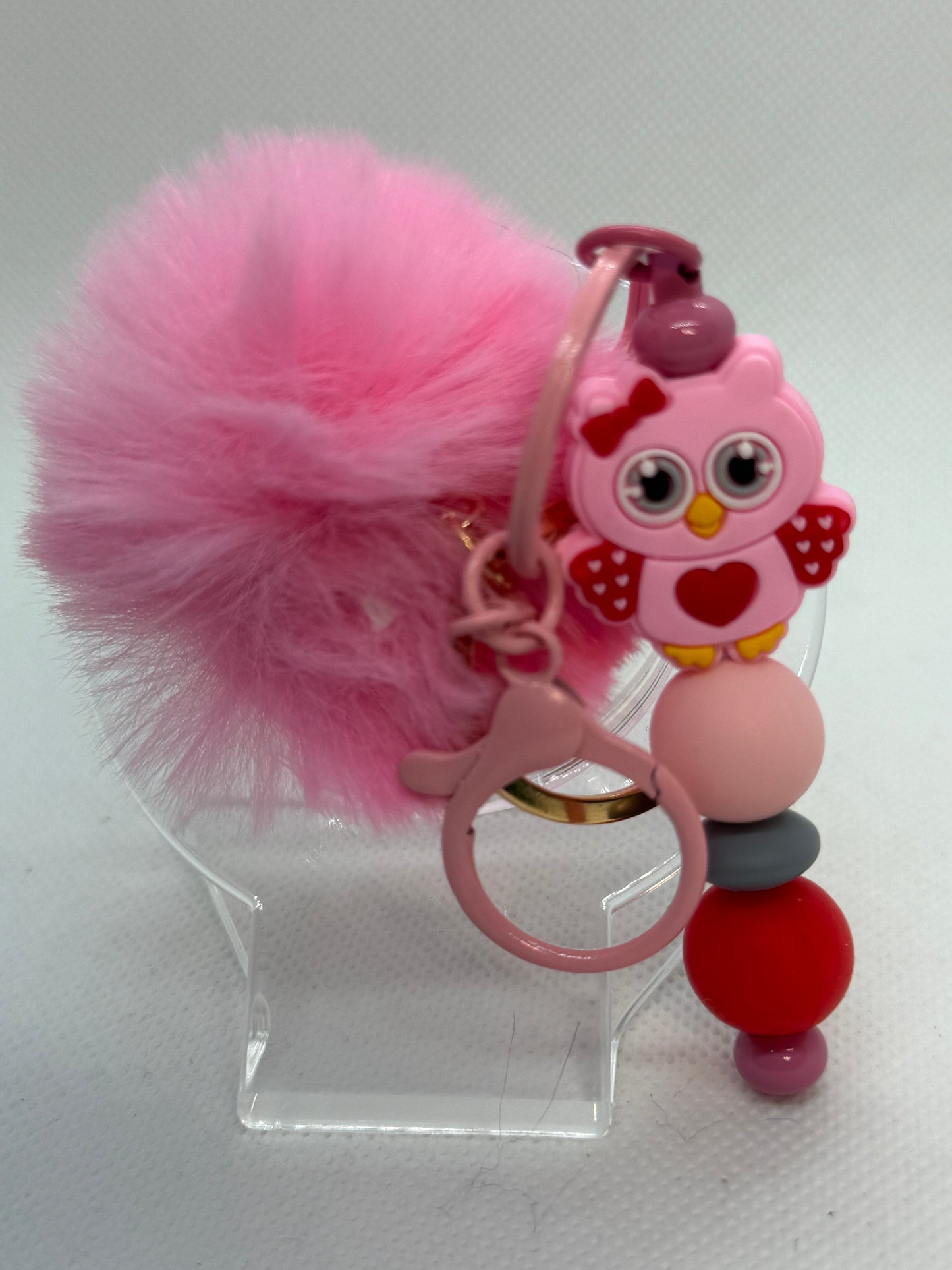Pompom keychain with beads