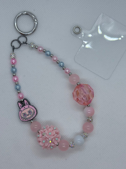 Labubu phone keychain pink