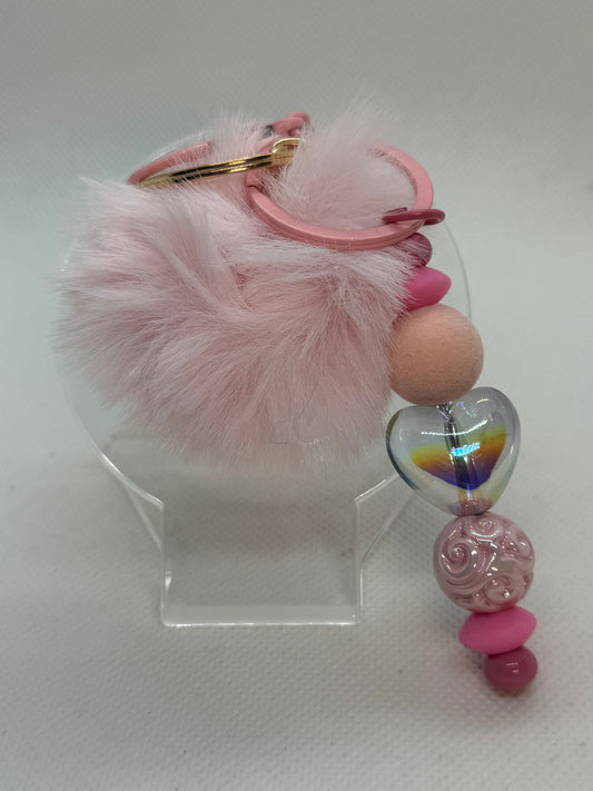 Pompom keychain with beads