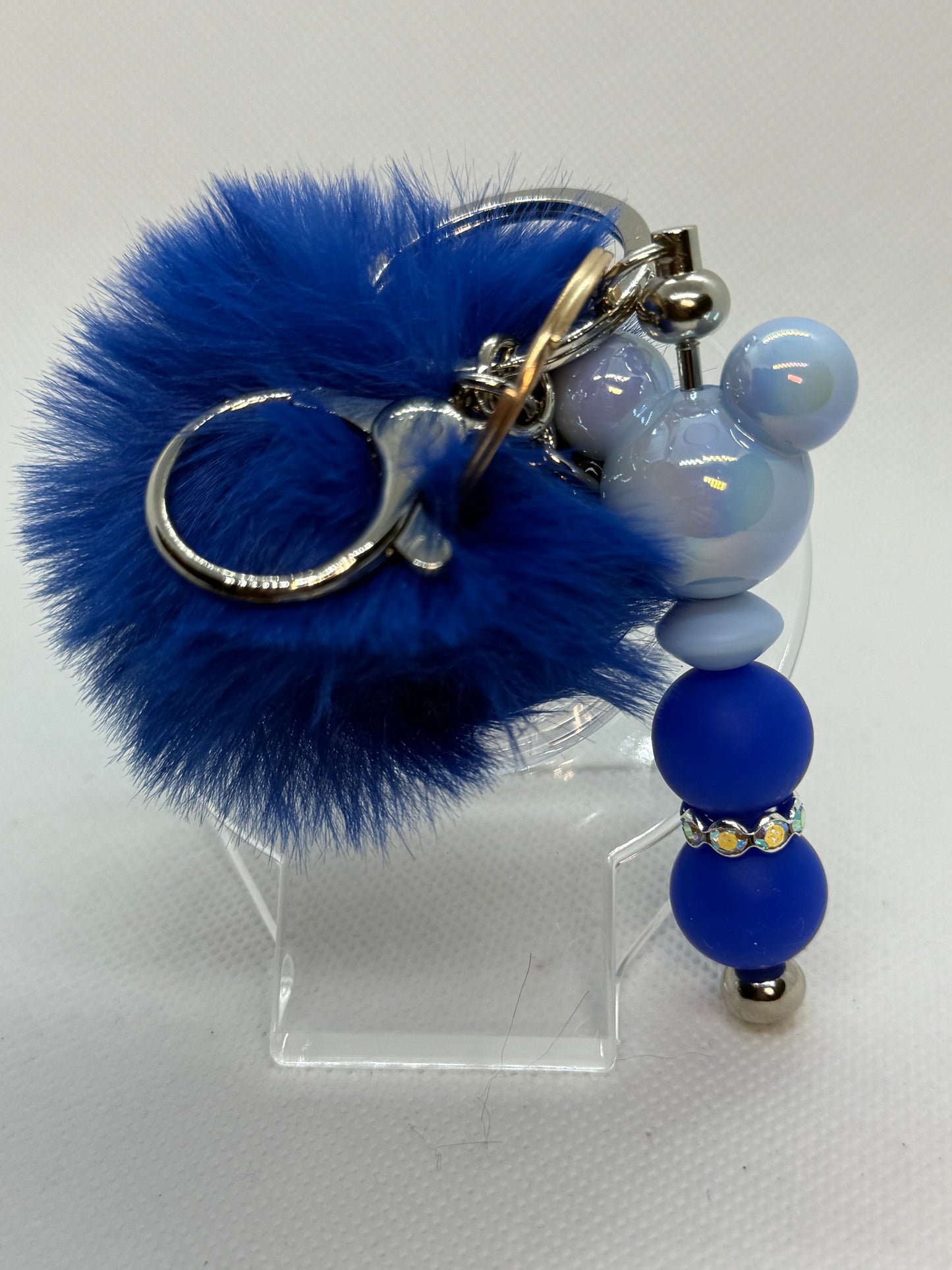 Pompom keychain with beads