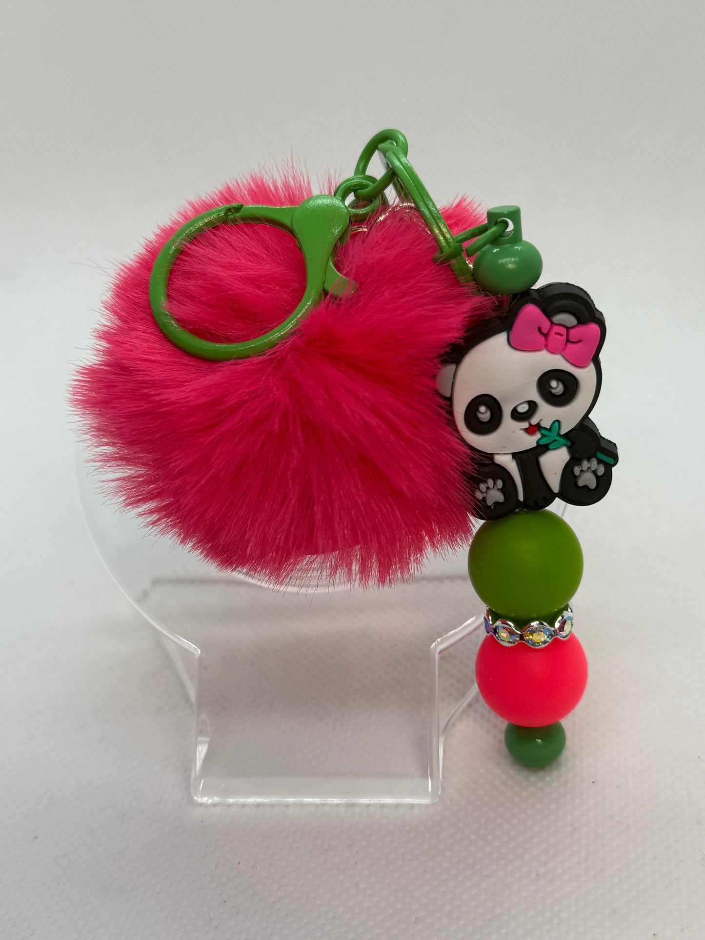 Pompom keychain with beads